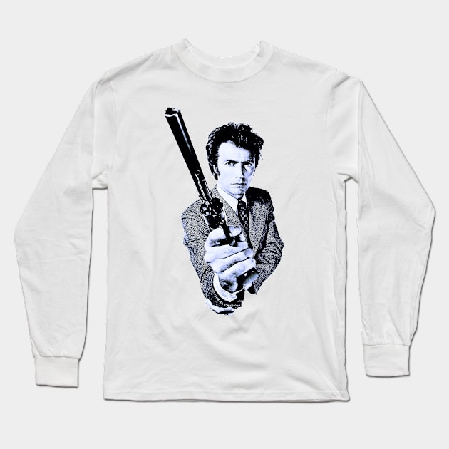 Clint Eastwood (Blue) Long Sleeve T-Shirt by Bugsponge